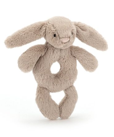 Bashful Beige Bunny Ring Rattle - DISCO