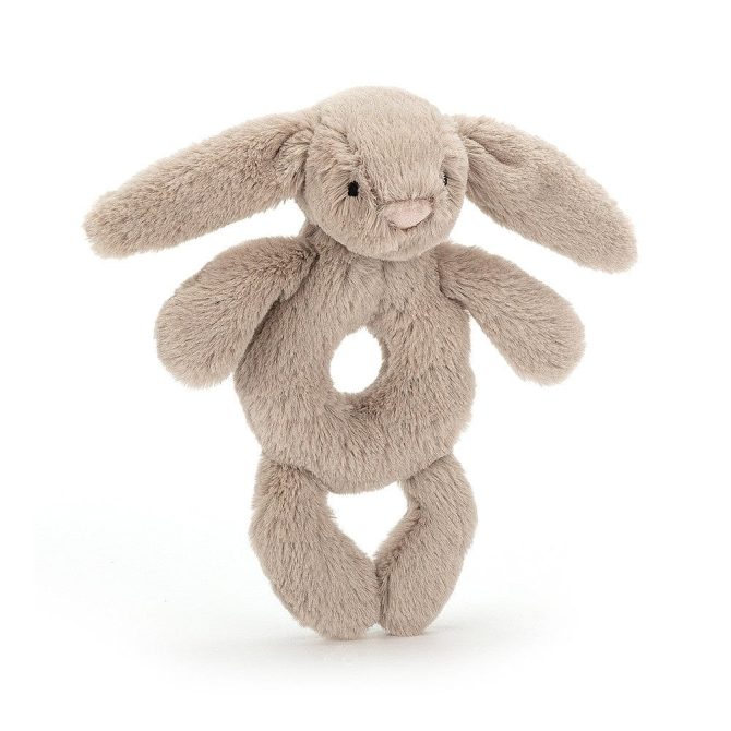 Bashful Beige Bunny Ring Rattle - DISCO