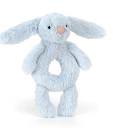 Bashful Blue Bunny Ring Rattle